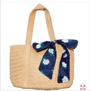 Draper James straw bag with detachable floral scarf NWT